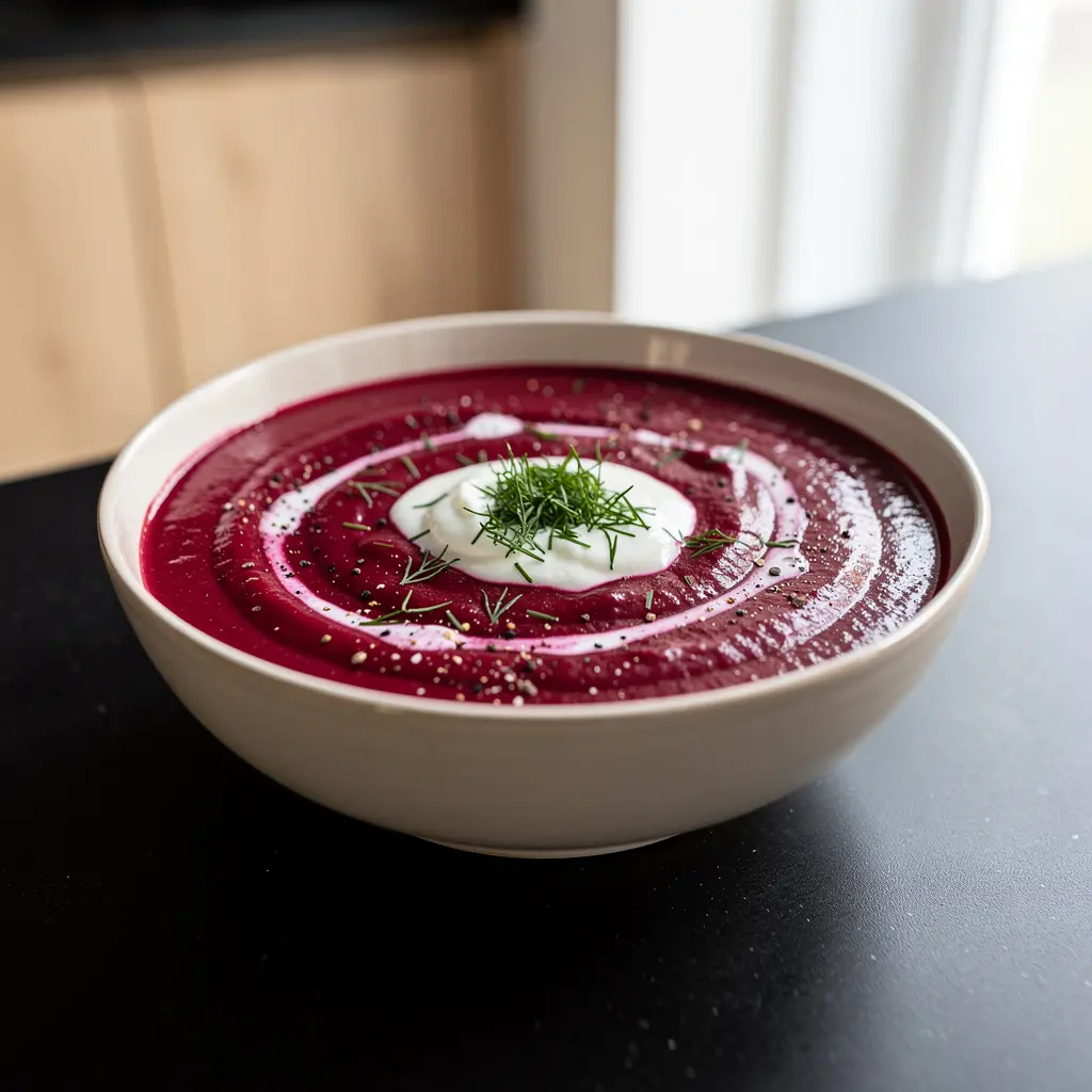 Zupa z pieczonych buraków z jogurtem i koperkiem