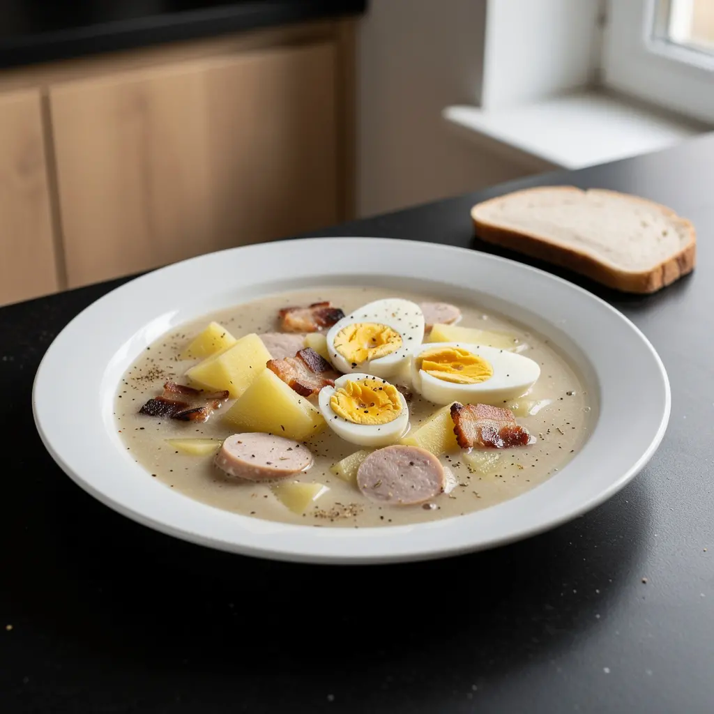 Sour Rye Soup with Egg